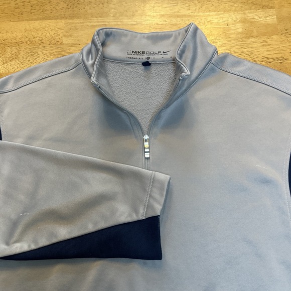 Nike Golf Therma-Fit 1/4 Zip Jacket Mens Sz Medium Gray Navy Blue Long Sleeve - Picture 1 of 12